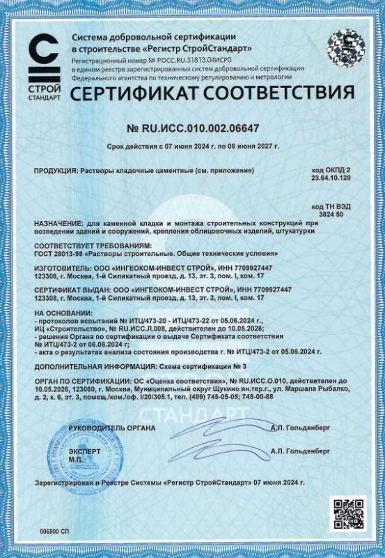 Сертификат растворы